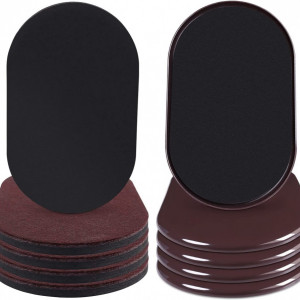 Set de 8 glisoare pentru mobilier Ezprotekt, plastic/EVA, negru/maro, 24,1 x 14,6 cm