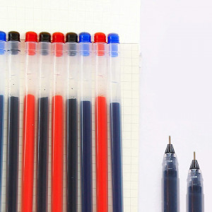 Set de 8 pixuri HEIGOO, rosu/albastru/negru, plastic, 15 cm