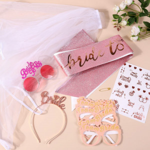Set de accesorii pentru petrecerea burlacitelor Hongyans, alb/roz/rosu, nailon/plastic, hartie