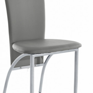 Set de living Norma/Nicole 4 scaune piele sintetica + 1 masa cu blat de sticla, gri, 160 x 80 x 76 cm