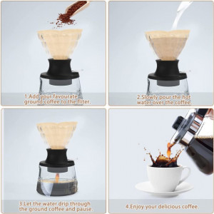 Set filtru de cafea cu 40 filtre de hartie Icyant, sticla/plastic, transparent/negru/natur