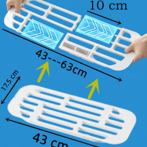 Suport extensibil pentru vase iBigLY, silicon, alb, 17,5 x 43-63 cm