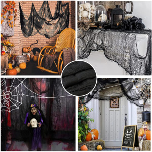Tesatura decorativa de Halloween RHYUUI, negru, bumbac, 800 x 200 cm