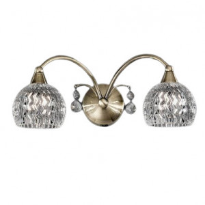 Aplică din bronz și sticlă cu 2 lumini LED, 14 x 33 x 18.5 cm