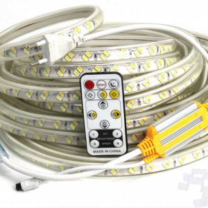 Banda LED FOLGEMIR, 5730 SMD 120 LED-uri/m banda usoara, iluminare 220 V 230 V, tub de iluminat impermeabil cu telecomanda IR, 3 culori pe banda, 8 m
