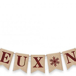 Banner de Craciun Hollylife, textil, bej/maro, 2 m