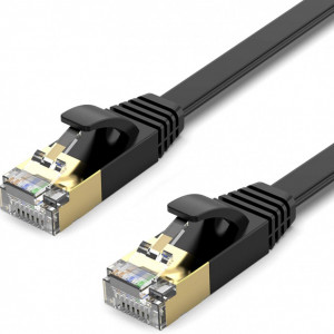 Cablu internet STP pentru computer/router, 10Gbps, negru, 5 m