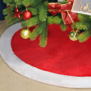 Covoras pentru bradul de Craciun SALCAR, rosu/alb, textil, 80 cm