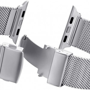 Curea metalica AFEKYY , argintiu, din otel inoxidabil, compatibila cu Apple Watch 6/5/4/3/2/1, SE.
