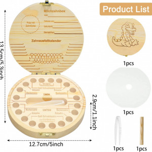 Cutie pentru depozitarea dintilor de lapte Sunshine, lemn, natur, 12,7 x 13,5 x 2,9 cm