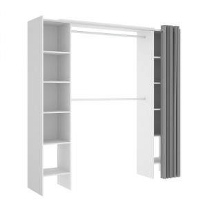 Dulap pentru imbracaminte Kora, alb, 203 x 50 x 180/110 cm