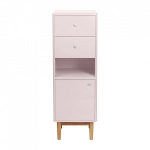 Dulap Tom Tailor, MDF/ lemn masiv, roz/ natural, 118,5 x 33 x 40 cm