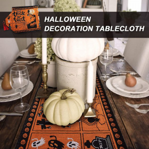 Fata de masa pentru Halloween Yisscen, poliester, maro/negru, 176,5 x 34,5 cm