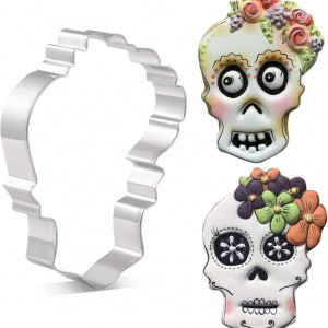 Forma pentru craniu de Halloween KENIAO, otel inoxidabil, argintiu, 11,8 x 8, 6 cm
