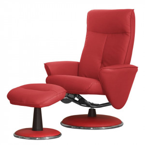 Fotoliu recliner Kenzo Aulon piele sintetica/metal, rosu, 108 x 80 x 80 cm