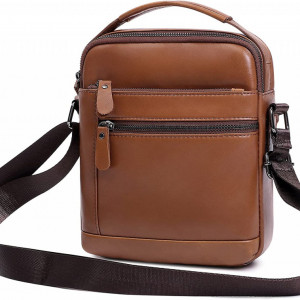 Geanta de umar UBORSE, piele naturala, maro, 20 x 7 x 23 cm