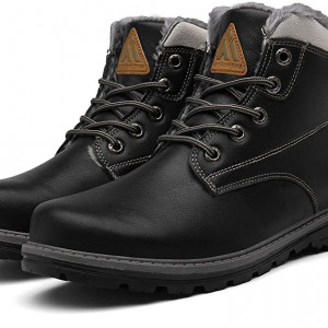 Ghete de iarna cu blana Mishansha, piele sintetica, negru, 37