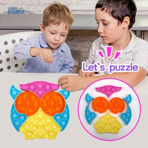 Jucarie anti-stres Pop It puzzle Colorlizard, silicon, multicolor, 15 x 15 cm