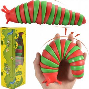 Jucarie senzoriala antistres Vibbang, rosu/verde, melc, plastic, 8,5 cm
