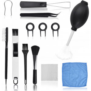 Kit pentru curatarea tastaturii NELAHSHA, plastic/textil, alb/negru/albastru, 13 piese
