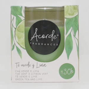 Lumanare parfumata UVTQSSP, ceara de soia, transparent/verde, aroma de ceai verde si lamaie