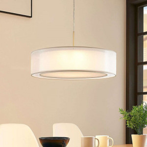 Lustra tip pendul Amon, metal/tesatura, alb, 50 x 150 cm