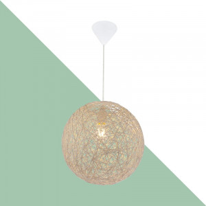 Lustra tip pendul Ball, plastic/textil, bej, 120 x 32 x 32 cm