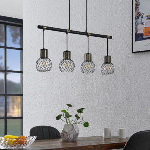 Lustra tip pendul Cornel, metal, negru/auriu, 87 x 120 cm