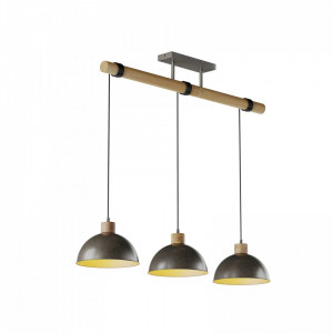 Lustra tip pendul Holgar, lemn/metal, verde inchis/natur, 107 x 180 cm