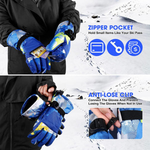 Manusi impermeabile pentru ski TaoQi, textil, multicolor, marimea L