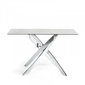 Masa tip consola Angel Cerda, alb/gri/crom, 75 x 120 x 40 cm