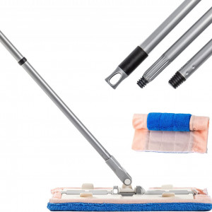 Mop profesional cu maner extensibil CHOREASY, microfibra/otel inoxidabil, multicolor, 44 x 133 cm