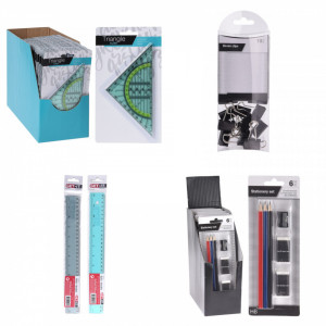 Pachet scoala 3 creioane, 2 rigle, set de clipsuri, set 3 echere