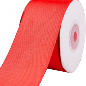 Panglica de satin Nuoshen, poliester, rosu, 25 m x 4 cm
