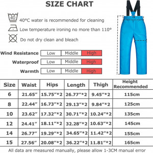 Pantaloni de schi pentru copii Balipig, poliester/poliacid/bumbac, albastru, 145 cm