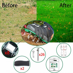Pantofi aerator de gazon EEIEER, nailon/plastic/metal, verde, 29,72 x 12,95 x 0,58 cm