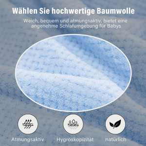 Patura pentru bebelusi MINIMOTO, textil, albastru, 70 x 140 cm