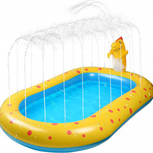 Piscina pentru copii cu stropitoare Ekkong, PVC, albastru/galben, 101 x 167 cm