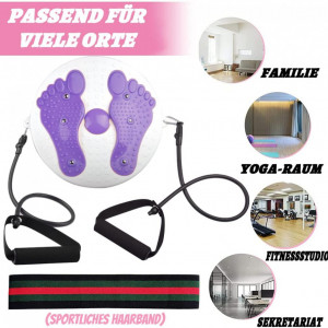 Placa cu 2 snururi elastice pentru fitness Anyingkai, plastic/latex, alb/violet/negru
