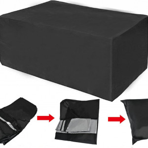 Protectie impermeabila rezistenta la vant si UV pentru mobilier de gradina AISENPARTS, tesatura oxford, negru, 120 x 120 x 74 cm
