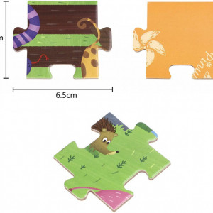 Puzzle cu 63 piese pentru copii OhMill, hartie, animale, multicolor, 48 x 33 cm