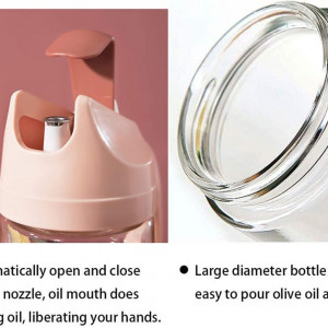 Recipient pentru ulei/otet 123 Life, polipropilena/sticla, transparent/roz, 15 x 7,5 cm, 300 ml