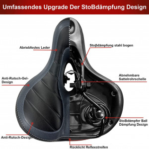 Sa de bicicleta ergonomica CRAZYLYNX, negru, spuma/piele PU