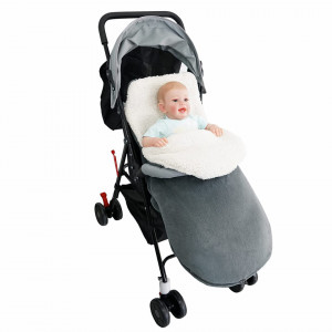 Sac de dormit pentru bebelusi LEcylankEr, blana/textil, alb/gri, 45 x 86 cm