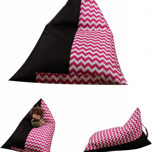 Sac pentru depozitare jucarii MOVKZACV, poliester, roz/alb/negru, 65 x 95 x 55 cm