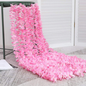 Set 10 ghirlande de flori artificiale Hawesome, plastic, roz inchis, 100 cm