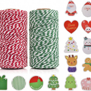Set 2 role de sfoara si 14 etichete pentru cadouri OITUGG, bumbac, multicolor, 100 m
