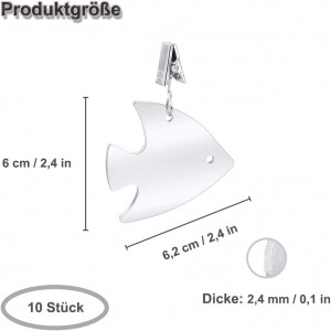 Set de 10 clipsuri pentru fata de masa Sinzau, otel inoxidabil, argintiu, 6 x 6,2 cm