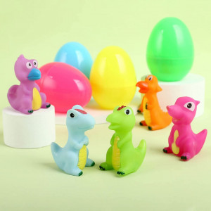 Set de 10 dinozauri si 10 oua pentru umplere de Paste LIHAO, plastic, multicolor, 3 x 6 cm / 6 x 8 cm