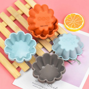 Set de 10 forme pentru briose Wangjiangda, silicon, albastru/portocaliu/gri, 7,7 cm